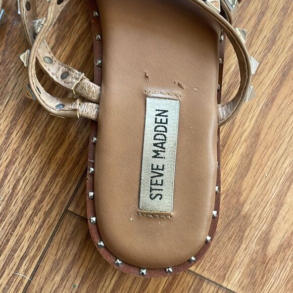 Steve Madden Studded Tan Leather Skyler Sandals 8.5 - Picture 3 of 5